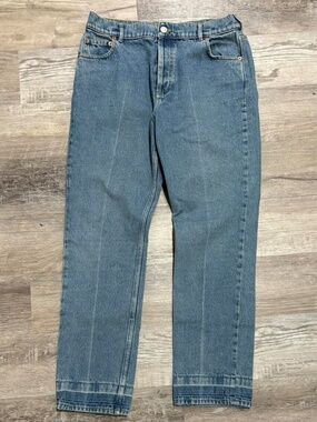 Balenciaga high rise straight leg button fly blue jeans 44